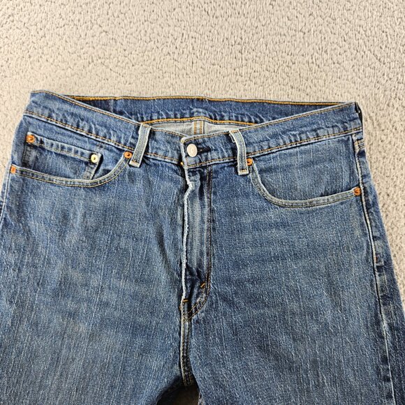Levis Jeans Mens 36x30 505 Blue Straight Leg Zip Fly - Picture 3 of 16